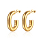 C-shape Stainless Steel Stud Earrings for Women, Real 18K Gold Plated, 20x20mm