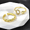 2Pcs 2 Styles Brass Micro Pave Clear Cubic Zirconia Cuff Rings for Women, Cadmium Free & Nickel Free & Lead Free, Real 18K Gold Plated, 3.5mm and 8mm, Inner Diameter: 16.5mm and 17mm