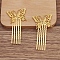 Brass Hair Comb Findings, Filigree Butterfly, Golden, 35x25mm