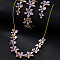 Flower Brass Enamel Pendant Necklace & Stud Dangle Earring & Link Bracelet, Real 18K Gold Plated, Medium Orchid, 420mm & 180mm & 50x21mm