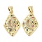 Rack Plating Brass Micro Pave Clear Cubic Zirconia Pendants, Cadmium Free & Lead Free, Rhombus, Real 18K Gold Plated, 22x14x3mm, Hole: 4x3mm