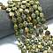 Natural Rhyolite Jasper Beads Strands, Faceted Hexagonal Cut, Flat Round, with Seed Beads, 10~10.5x6mm, Hole: 1mm, about 31~32pcs/strand, 15.35''~15.55''(39~39.5cm)