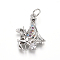 Brass Micro Pave Cubic Zirconia Pendants, with Jump Rings, Christmas Reindeer/Stag & Christmas Tree, for Christmas, Colorful, Platinum, 21.5x15.5x3.5mm, Hole: 3.5mm