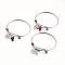 304 Stainless Steel Bangles, with Natural Gemstone Beads and 304 Stainless Steel Findings, Mixed Color, 64mm