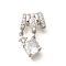 Brass Micro Pave Cubic Zirconia Pendants, Cadmium Free & Nickel Free & Lead Free, Round Charms, Platinum, 22x13x5.5mm, Hole: 5x3mm