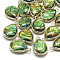 Resin Pendants, with Golden Tone Brass Findings, teardrop, Green, 19x12x7mm, Hole: 1~2mm