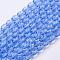 Glass Beads Strands, Faceted, Oval, Sky Blue, about 6mm long, 4mm thick, hole: 1mm, about 72pcs/strand