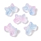 Transparent Spray Paint Glass Beads, Bowknot, Thistle, 9.5x14x6.5mm, Hole: 1mm
