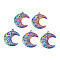 Rack Plating Rainbow Color 201 Stainless Steel Pendant Cabochon Settings, Moon, Tray: 5~12mm, 30x25x3.5mm, Hole: 1.8mm