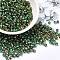 Glass Seed Beads, Half Plated, Inside Colours, Round Hole, Round, Medium Spring Green, 4x3mm, Hole: 1.4mm, 111pcs/10g