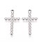 304 Stainless Steel Religion Cross Pendants, Non-Tarnish, Stainless Steel Color, 33x18x3mm, Hole: 1.6mm
