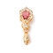 Golden Brass Micro Pave Clear Cubic Zirconia Ice Pick Pinch Bails, with Glass, Nickel Free, Flower, Red, 21x8x7mm, Hole: 3.5x3mm, Pin: 0.8mm