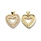 Brass Clear Cubic Zirconia Pendants, Cadmium Free & Lead Free, Hollow Heart Charms, Real 18K Gold Plated, 20x18.5x2.5mm, Hole: 3.5x4.5mm