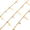 Handmade Brass Curb Chains, with Cubic Zirconia Charms, Soldered, Spool, Lightning, Real 18K Gold Plated, 3.3x1.5x0.3mm and 2x1.4x0.3mm, about 16.4 Feet(5m)/roll