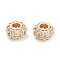 Brass with Cubic Zirconia Beads, Flat Round, Cadmium Free & Nickel Free & Lead Free, Clear, Real 18K Gold Plated, 8x4.5mm, Hole: 3.2mm