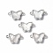 Brass Connector Charms, with Freshwater Shell, Nickel Free, Butterfly Links, Platinum, 10x16.5x3mm, Hole: 1.2mm