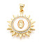 Brass Micro Pave Clear Cubic Zirconia Pendants, Cadmium Free & Lead Free, with Shell, Sun & Virgin Mary, Real 18K Gold Plated, 25x21.5x4mm, Hole: 5x3.5mm