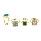 Ion Plating(IP) Square 304 Stainless Steel Open Cuff Rings, Synthetic Turquoise & Malachite Rings for Women, Real 18K Gold Plated, Adjustable