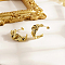 Stainless Steel Twist Stud Earrings, Real 18K Gold Plated, 25x11mm