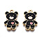 Alloy Pendants, with Enamel, Cadmium Free & Lead Free, Light Gold, Bear with Heart, Black, 19.5x13x1.5mm, Hole: 2mm