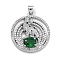 Brass Micro Pave Cubic Zirconia Pendants, with Enamel, Cadmium Free & Nickel Free & Lead Free, Ring with Leopard Charms, Platinum, 27.5x24.5x4mm, Hole: 4x3.5mm