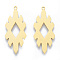 201 Stainless Steel Pendants, Rhumbus Charm, Real 18K Gold Plated, 37.5x16x1mm, Hole: 1.5mm