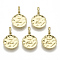 Alloy Pendants, Cadmium Free & Nickel Free & Lead Free, Flat Round with Letter, Real 18K Gold Plated, Letter.Z, 17x11.5x1.5mm, Hole: 2.5mm