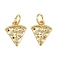 Brass Micro Pave Clear Cubic Zirconia Charms, Triangle Charm, with Jump Ring, Rack Plating, Long-Lasting Plated, Lead Free & Cadmium Free, Real 18K Gold Plated, 12.5x10x1.5mm, Hole: 3mm