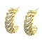 Letter C Rack Plating Brass Micro Pave Clear Cubic Zirconia Stud Earrings for Women, Long-Lasting Plated, Lead Free & Cadmium Free, Real 18K Gold Plated, 21x7mm