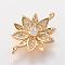 Brass Micro Pave Cubic Zirconia Links, Flower, Golden, 20.5x14x3.5mm, Hole: 1mm