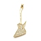 Rack Plating Brass Micro Pave Cubic Zirconia Pendants, Guitar, Cadmium Free & Lead Free, Long-Lasting Plated, Real 18K Gold Plated, 44x21x3.5mm, Hole: 5x3.5mm