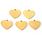 PVD Vacuum Plating 201 Stainless Steel Charms, Laser Cut, Stamping Blank Tag, Heart, Real 18K Gold Plated, 15x15x1mm, Hole: 1.2mm