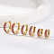 Elegant Brass Pave Cubic Zirconia Hoop Earrings, Purple, 15~11x3mm
