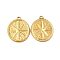 Ion Plating(IP) 304 Stainless Steel Pendants, Flat Round with Star Charm, Golden, 22x18x2mm, Hole: 1.5mm