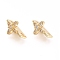 2 Hole Brass Micro Pave Cubic Zirconia Multi-strand Links, Flower, Clear, Golden, 12x7.7x6.8mm, Hole: 1.2~1.4mm