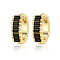 Cubic Zirconia Hoop Earrings, 925 Sterling Silver Earrings for Women, with S925 Stamp, Real 18K Gold Plated, Black, 10x3mm