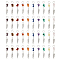40Pcs 10 Styles Chip Natural Gemstone Big Pendants, with Alloy Feather, 51x11x6mm, Hole: 8mm, 4pcs/style
