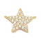 Brass Micro Pave Cubic Zirconia Links Connectors, Golden, Star, Clear, 19x15x3.5mm, Hole: 1mm