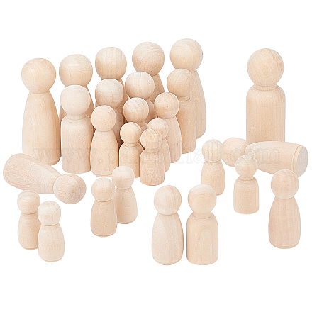 Pandahall elite 48 шт. 8 стиля натуральные деревянные куклы с колышками DIY-PH0020-07-1