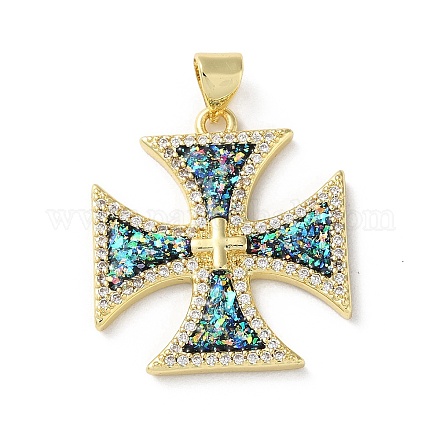 Латунные микропаве прозрачные подвески с фианитом KK-C045-06G-1