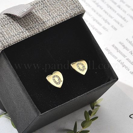 Серьги-гвоздики из латуни с микропаве из прозрачного кубического циркония EJEW-K299-01G-Q-1
