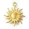 304 Stainless Steel Pendants, Sun Charm, Real 18K Gold Plated, 23x20x2.2mm, Hole: 2mm