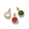 Rack Plating Brass Micro Pave Cubic Zirconia Pendants, Long-Lasting Plated, Lead Free & Cadmium Free, Square Charms, Mixed Color, 17.5x10.5x6.7mm, Hole: 2.5x6mm