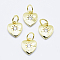 Brass Micro Pave Cubic Zirconia Charms, Long-Lasting Plated, Lead Free & Nickel Free & Cadmium Free, Heart, Real 18K Gold Plated, 10x8.5x2mm, Hole: 3mm
