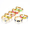 Brass Enamel Cuff Rings, Open Rings, Nickel Free, Evil Eye, Golden, Mixed Color, US Size 6 3/4(17.1mm)