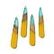 Opaque Resin & Walnut Wood Pendants, Teardrop Charms, Yellow, 43.5~44x7.5x3mm, Hole: 1.5mm