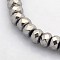 Electroplate Non-magnetic Synthetic Hematite Beads Strands, Faceted Rondelle, Platinum Plated, 6x4mm, Hole: 1mm, about 102pcs/strand, 15.7 inch