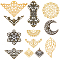 DIY Jewelry Making Finding Kit, Including 96Pcs 12 Styles Iron Filigree Joiners & Etched Metal Embellishments & Pendants, Triangle & Flower & Leaf & Rhombus & Fan, Mixed Color, 27~74x26~76x0.5~2mm, Hole: 1.4~3mm, 8Pcs/style