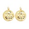 Brass Charms, with Jump Ring, Long-Lasting Plated, Moon with Sun, Real 18K Gold Plated, 20x18x4.5mm, Jump Ring: 5x1mm, 3.5mm Inner Diameter