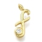 Brass Micro Pave Cubic Zirconia Pendants, Letter Charms, Rack Plating, Long-Lasting Plated, Cadmium Free & Lead Free, Letter F, 13x5x2mm, Hole: 1.6mm